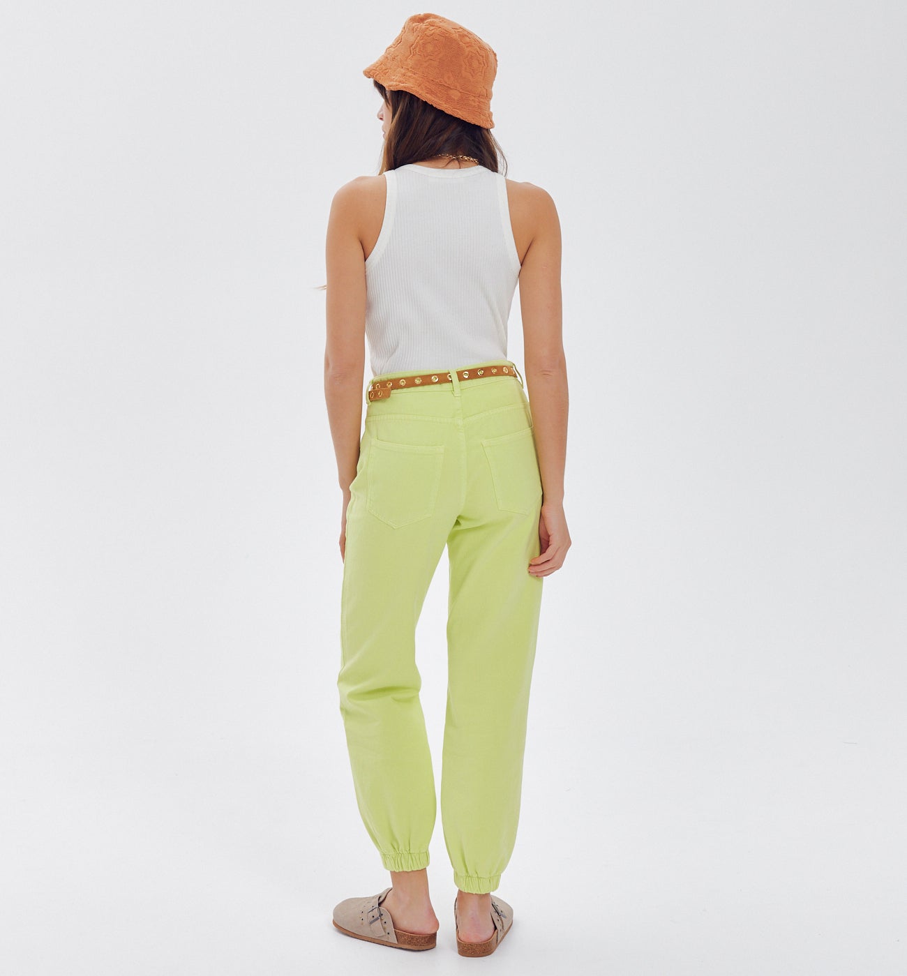 Jogpant en toile unie - Vert anis