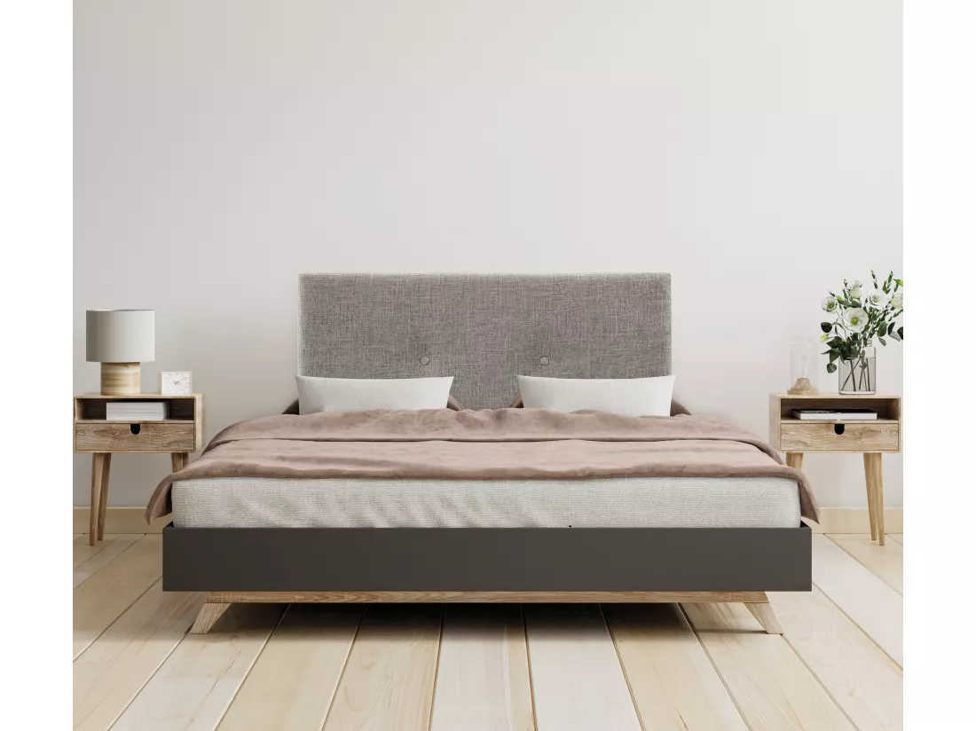 DHOME Tête de lit en laine naturelle avec Boutons 90x50cm Lits 80/90 - Gris