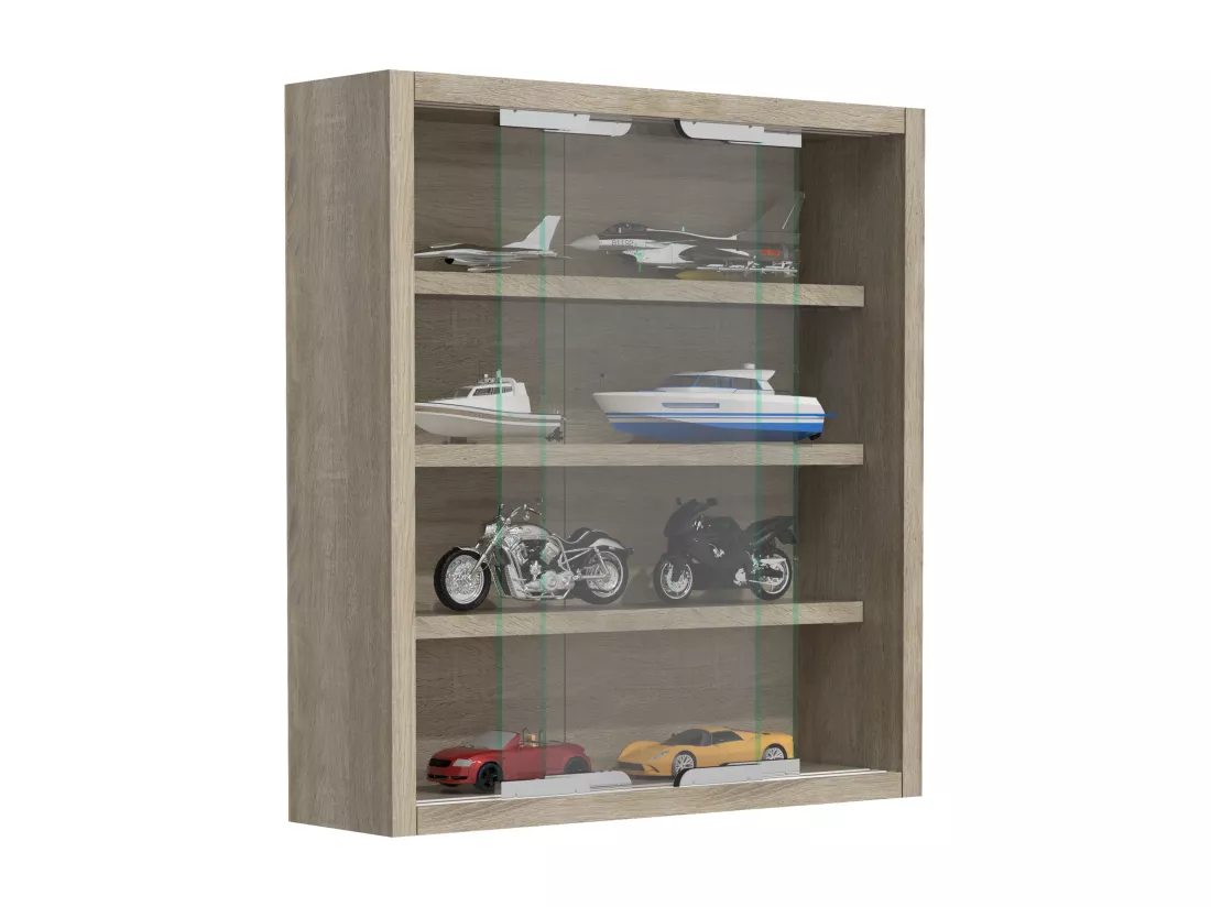 VCM bois verre vitrine murale vitrine collecteur déco vitrine Agisa S (chêne Sonoma)