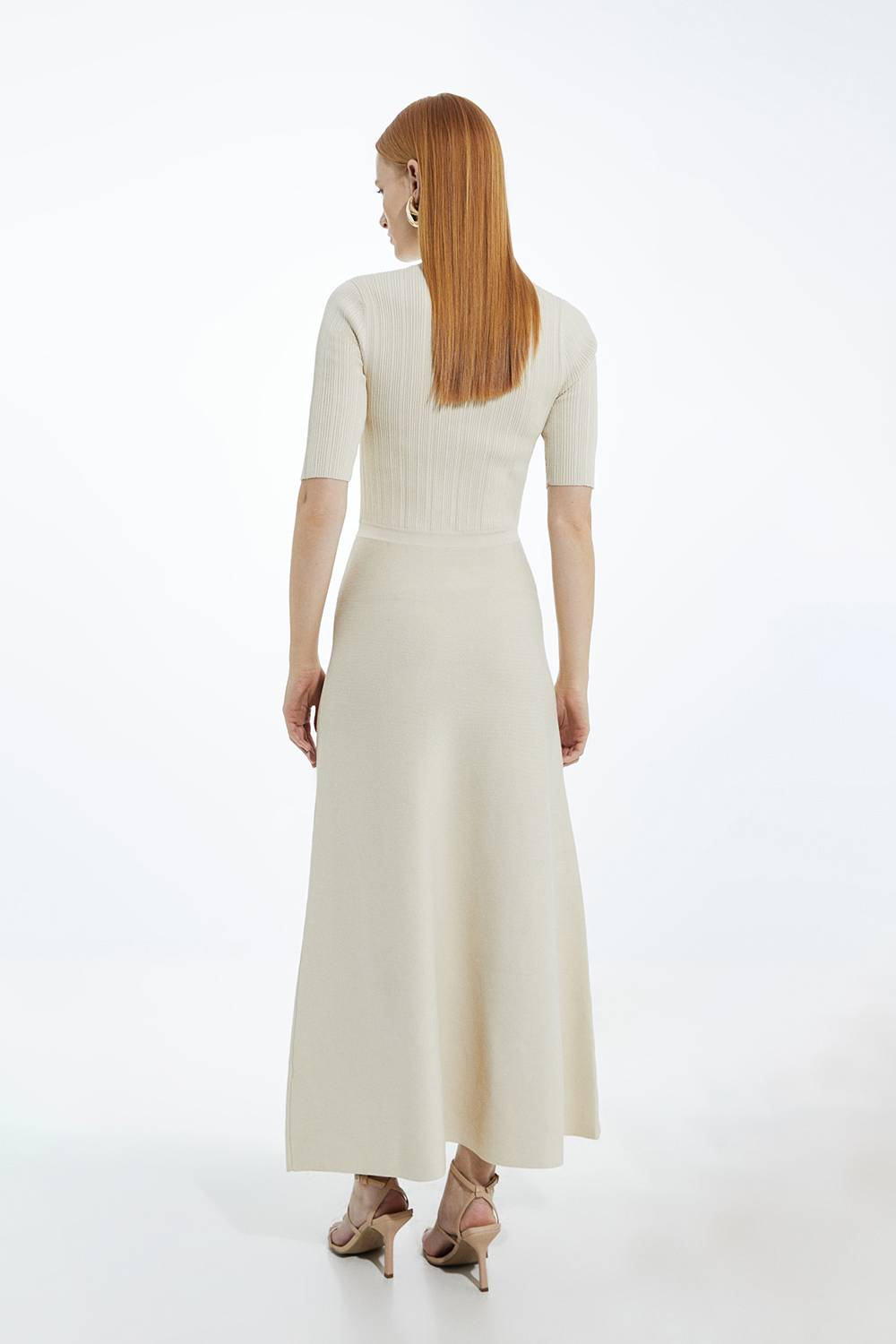 KarenMillen Robe Maxi Côtelée Petite Avec Détails Militaires