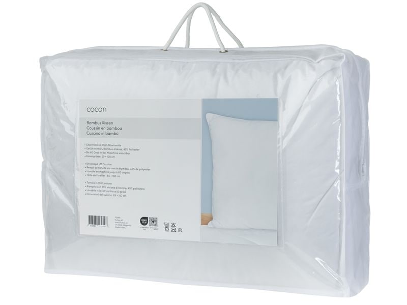 COCON Klassisches Kopfkissen Bambus, 65 x 100 cm Kopfkissen
