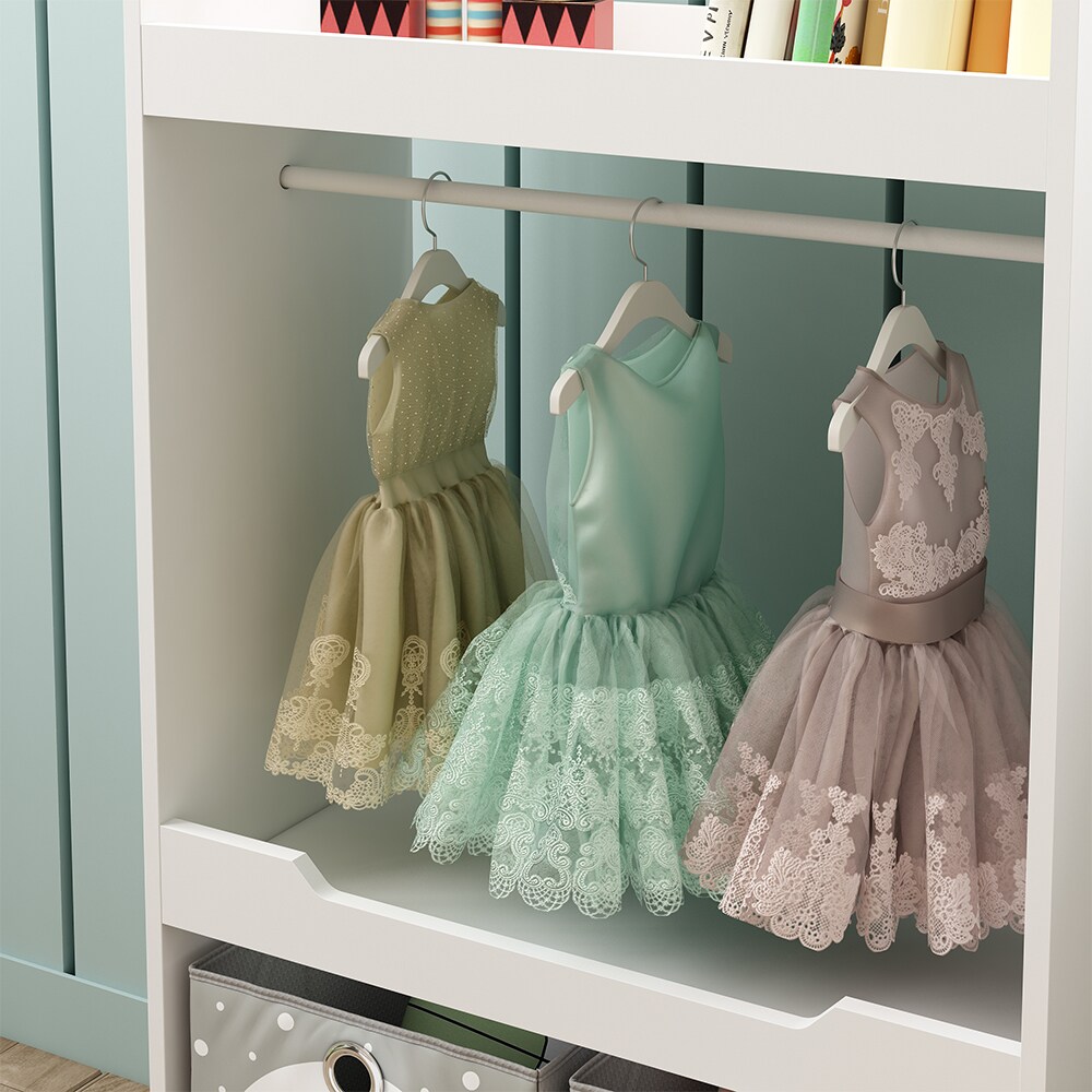 Vicco Kinderkleiderschrank Conny Weiß 67 x 110 cm mit Kleiderstange