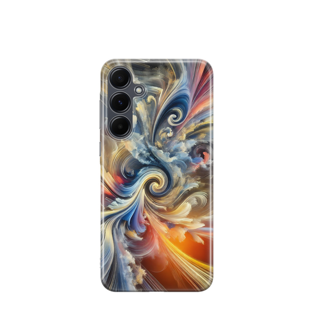 Samsung Galaxy A55 Gummi Hülle Unendlicher Fluss - Blau / Gelb / Rot
