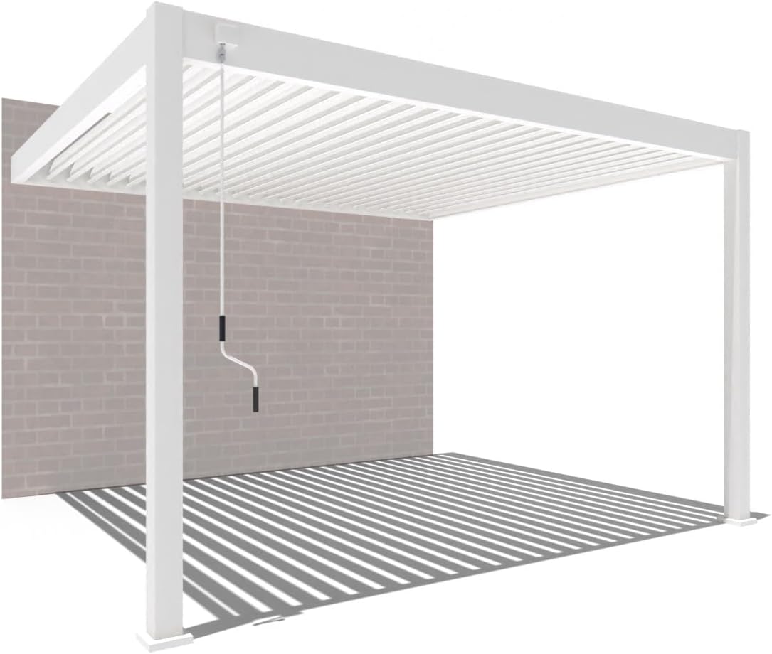Pavillon Pergola 3x4m Terassenüberdachung mit Lamellendach verstellbar Gartenpavillon Hardtop wasserdicht stabil Winterfest Voll-Aluminium Grillpavillon Weide Premium Wall Weiß