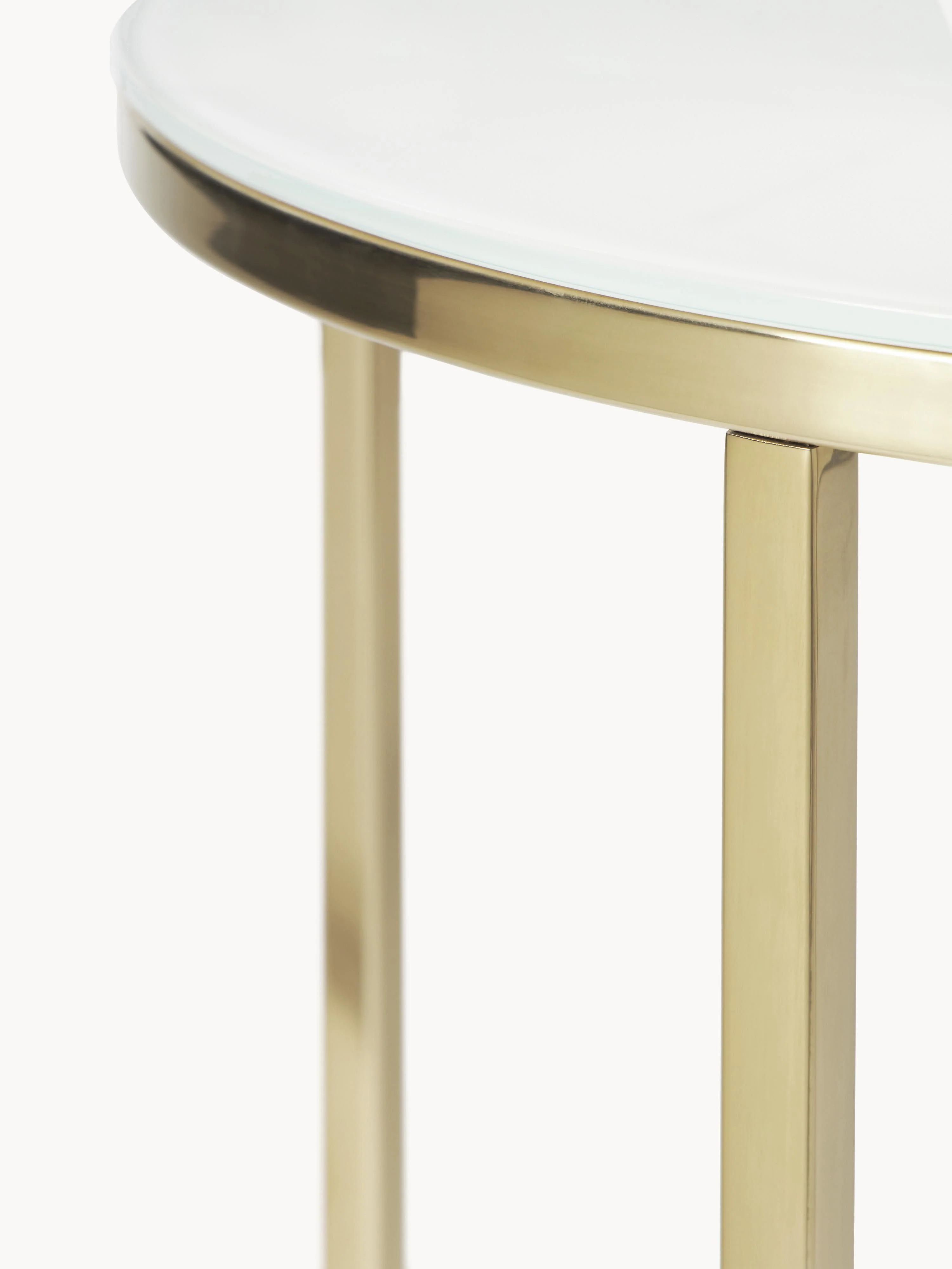 Ronde bijzettafel Antigua met glazen tafelblad in marmerlook