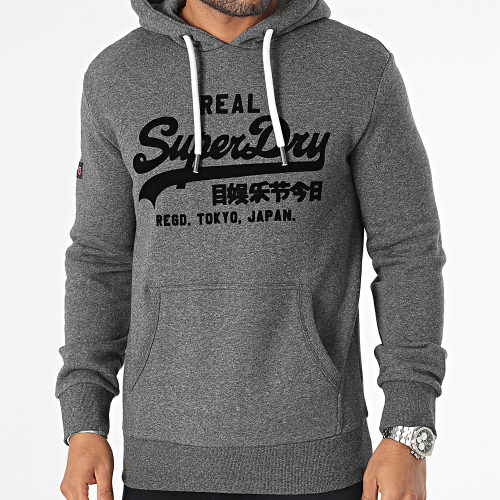 Sweat Capuche Tonal Vintage Logo M2013131A Gris Anthracite Chiné