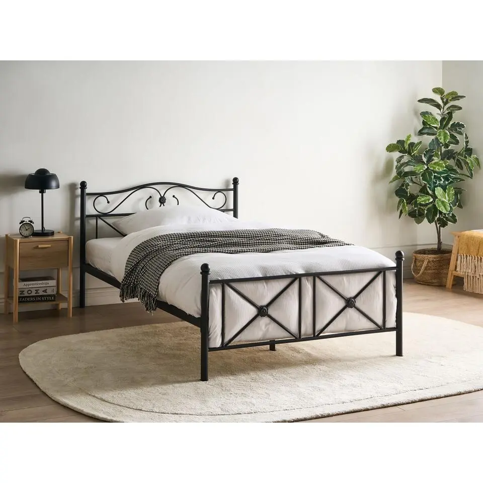 RODEZ - Tweepersoonsbed - Zwart - 120 x 200 cm - Metaal