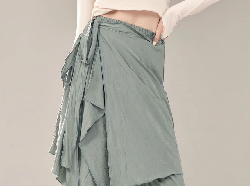 Cossita - Hoge taille effen overlay wijde dansbroek