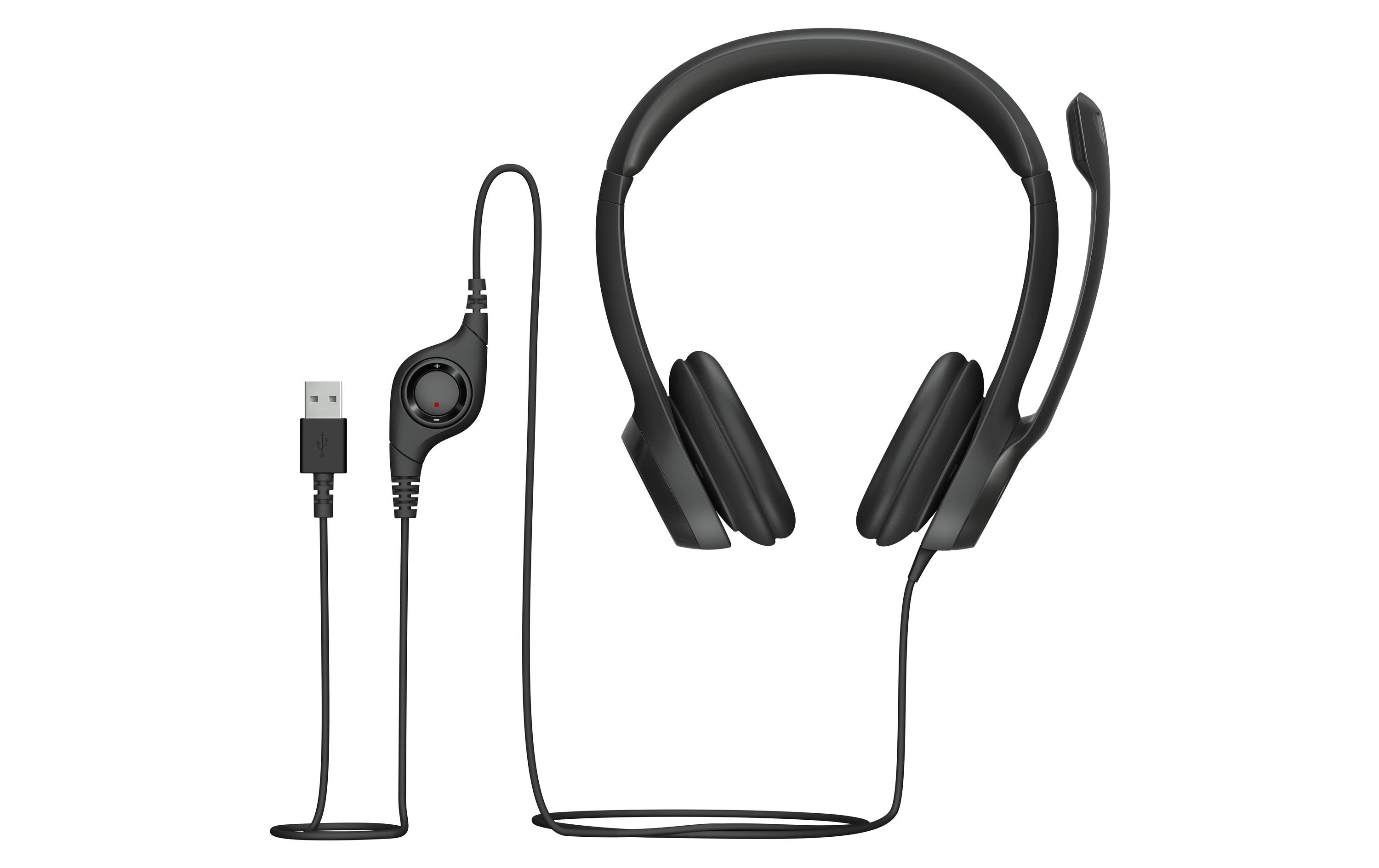 Headset H390 USB StereoUSB-A Computer-Headset mit kristallklarem Audio und praktischen Bedienelementen am Kabel