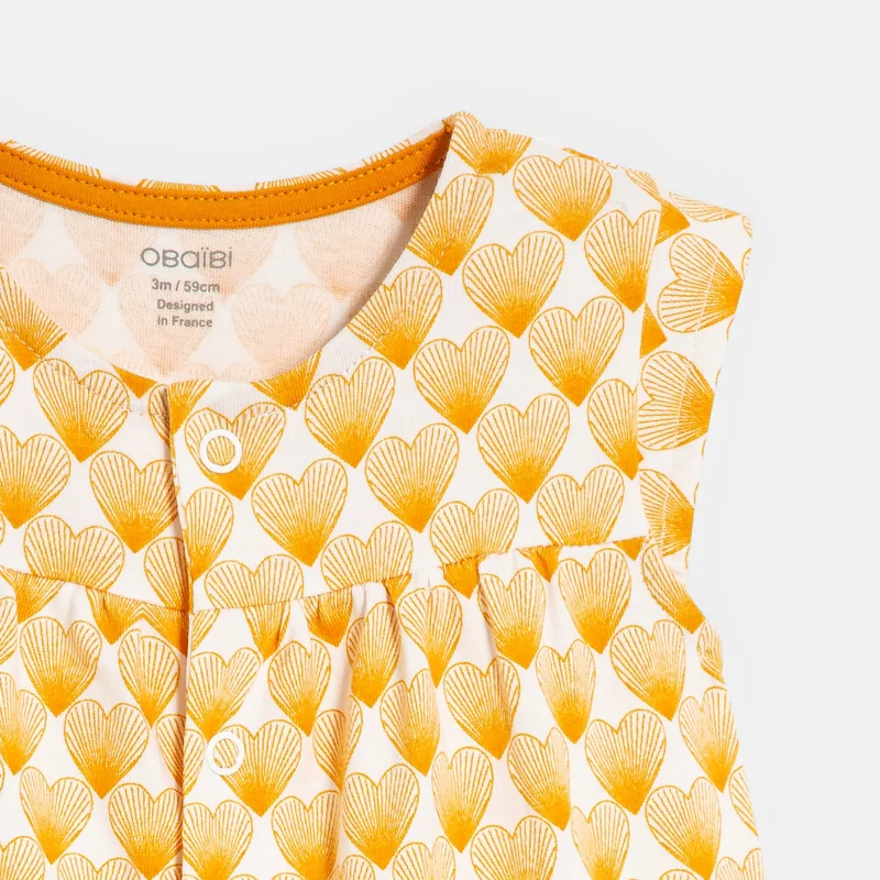 Combi courte cœurs jaune bébé fille Jaune