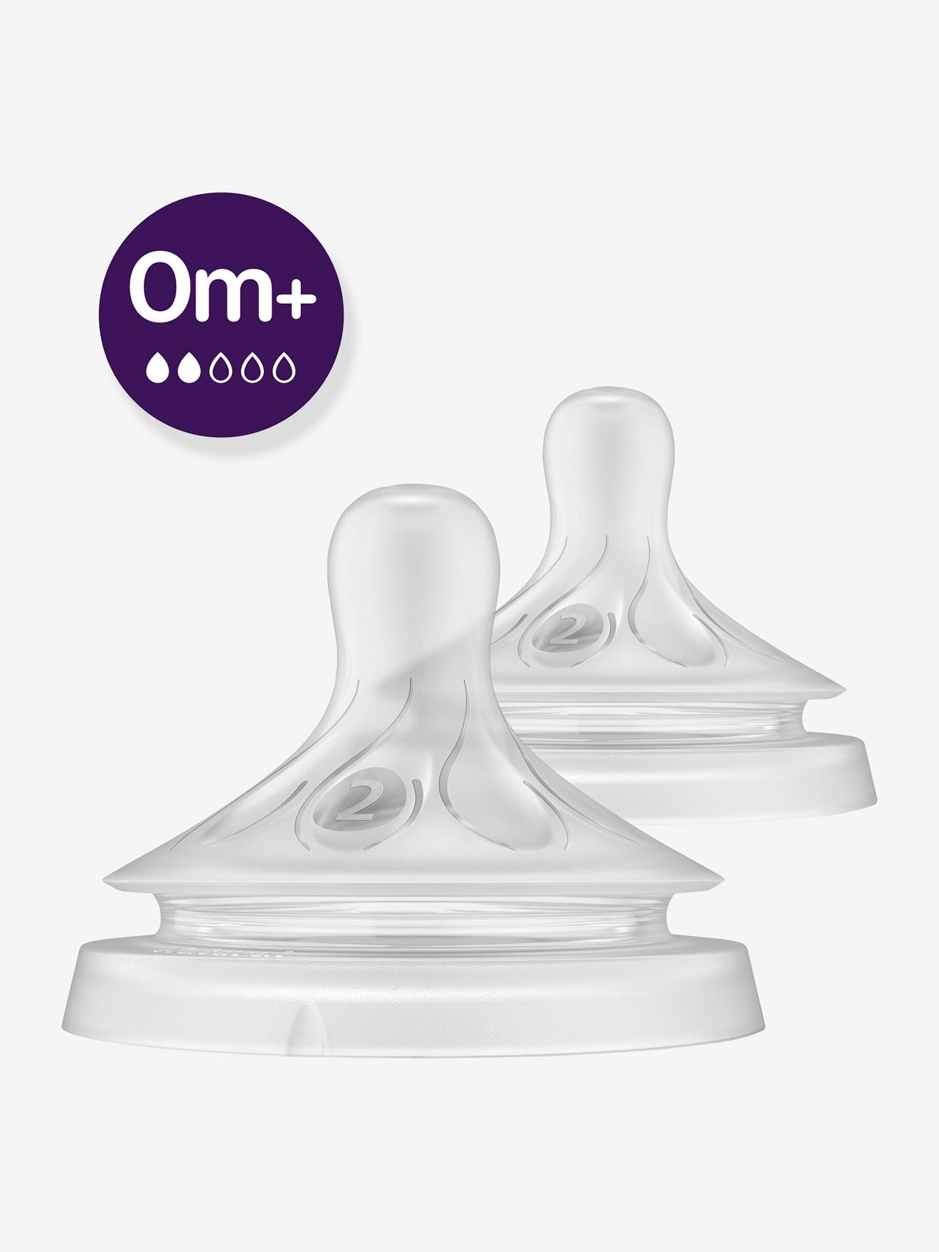 Bicos Philips AVENT Natural Response, pacote com 2 unidades, com 5 níveis de fluxo à escolha, transparentes.