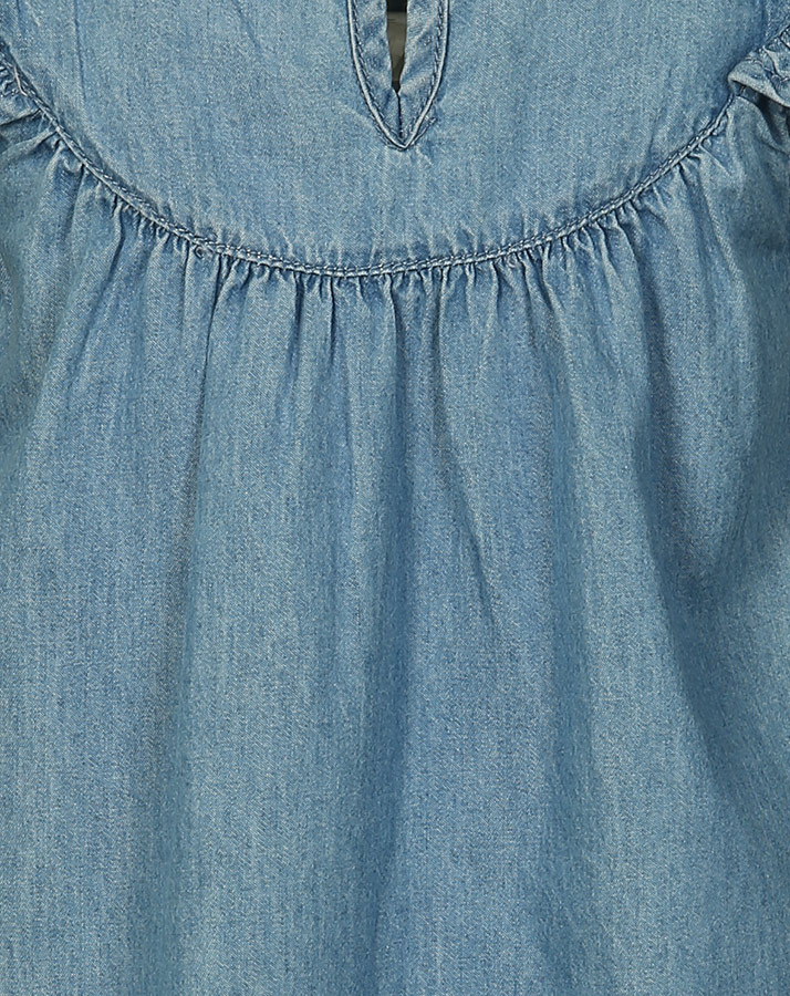 Kurzarm-Kleid CHAMBRAY mit Flügelärmel in light blue denim