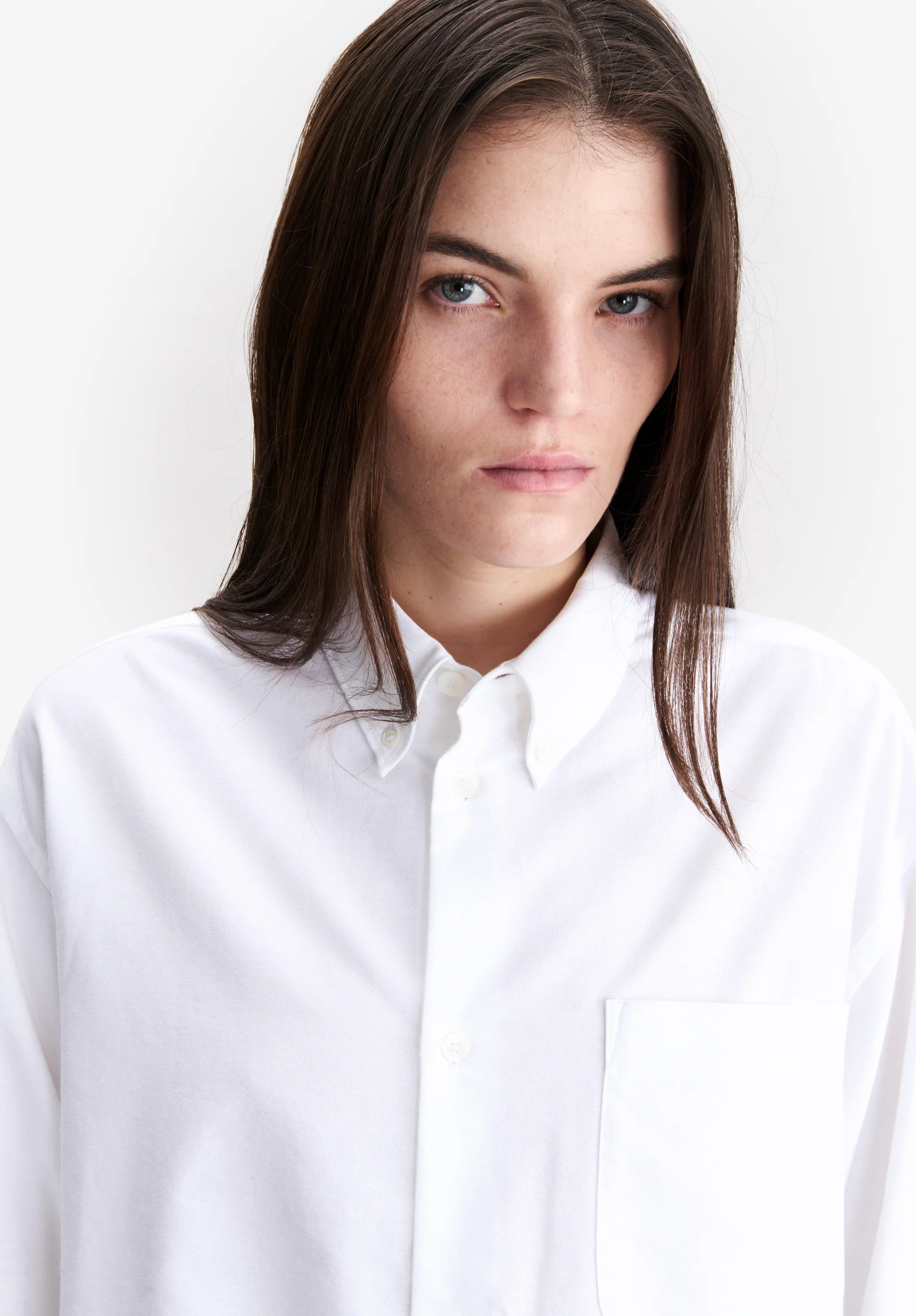 Chemise courte en oxford blanc - Blanc