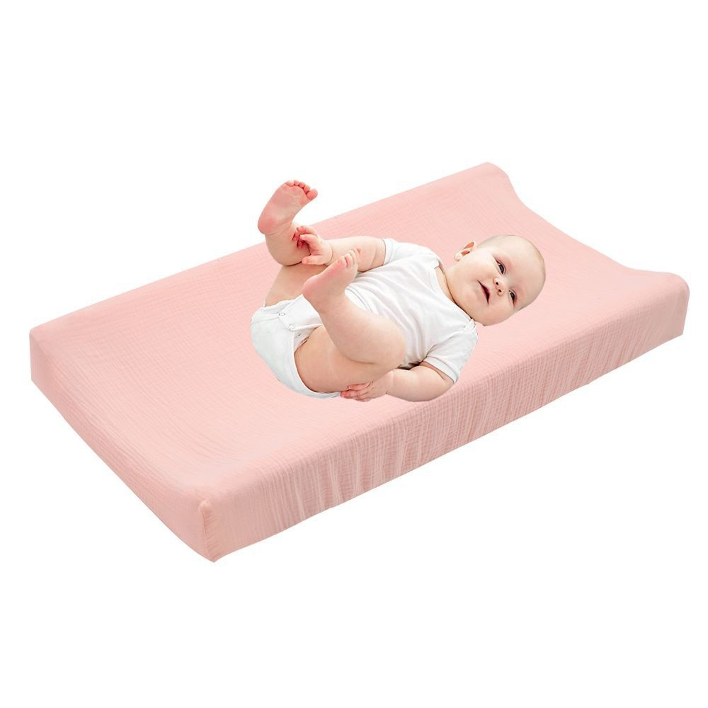 (80x40cm) Baumwoll Baby Wickelkissen Überzug Wickelauflage Spannbezug - Rosa