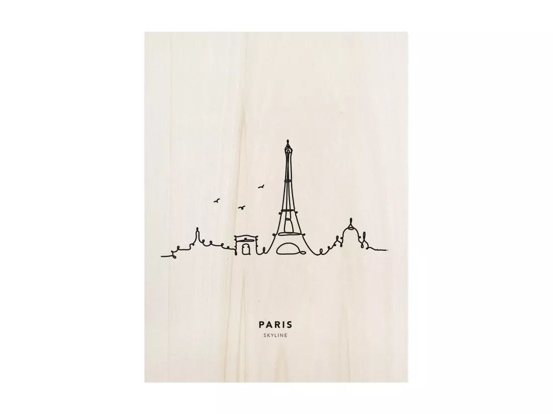 Tableau en bois Paris Skyline 30x40cm