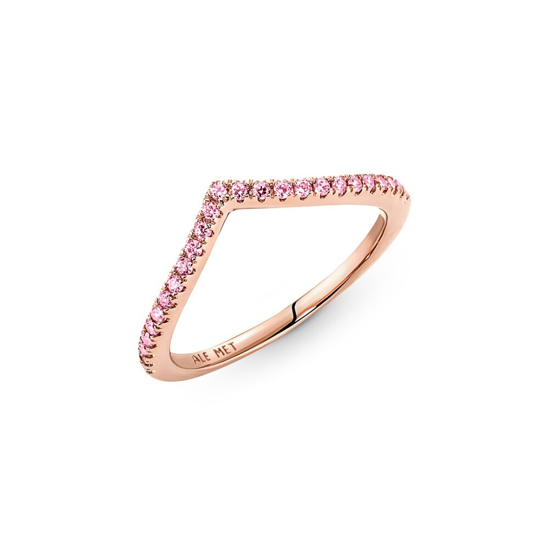 Pandora Rose Timeless Wishbone Funkelnder Rosafarbener Ring