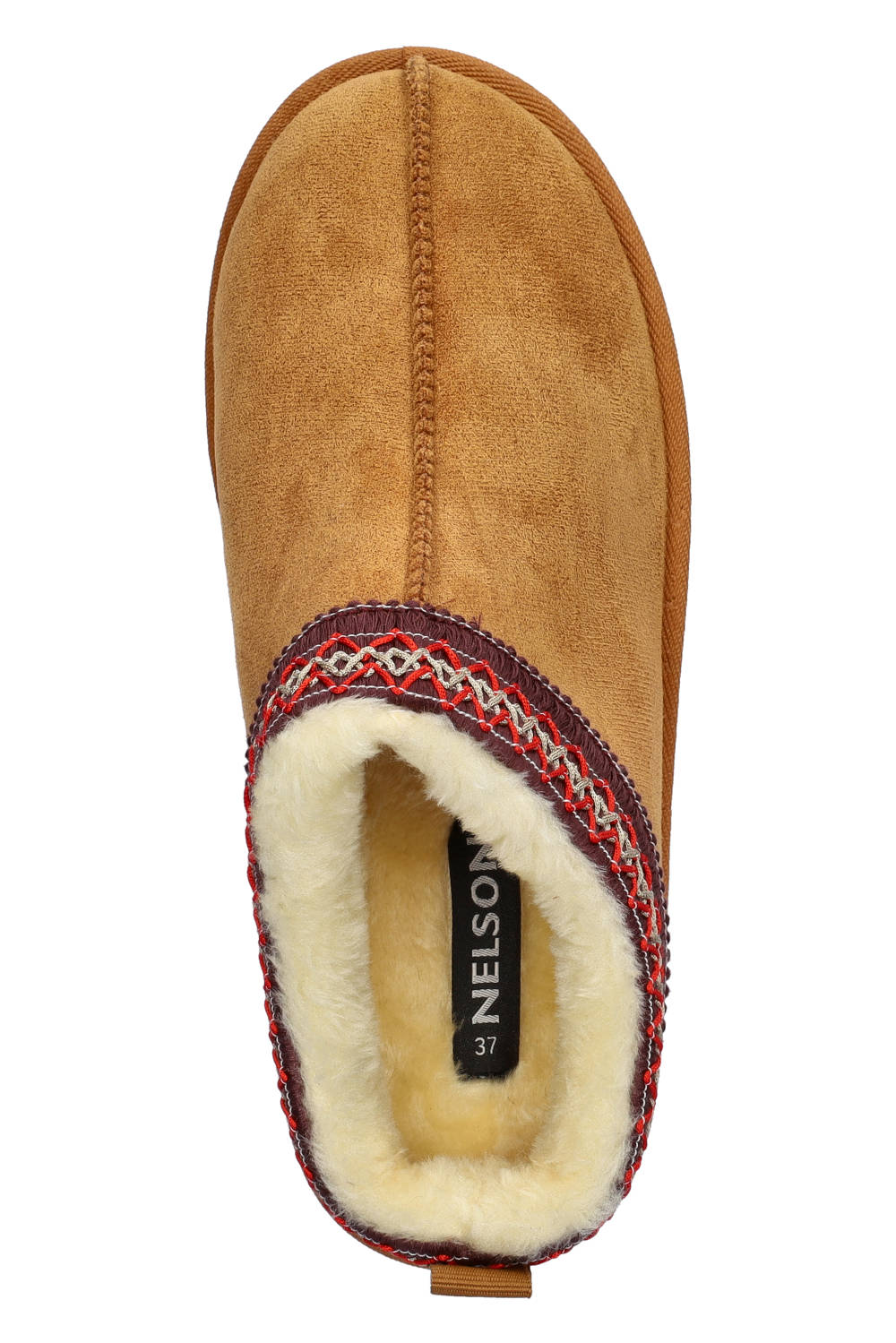 Nelson Home suède pantoffels cognac