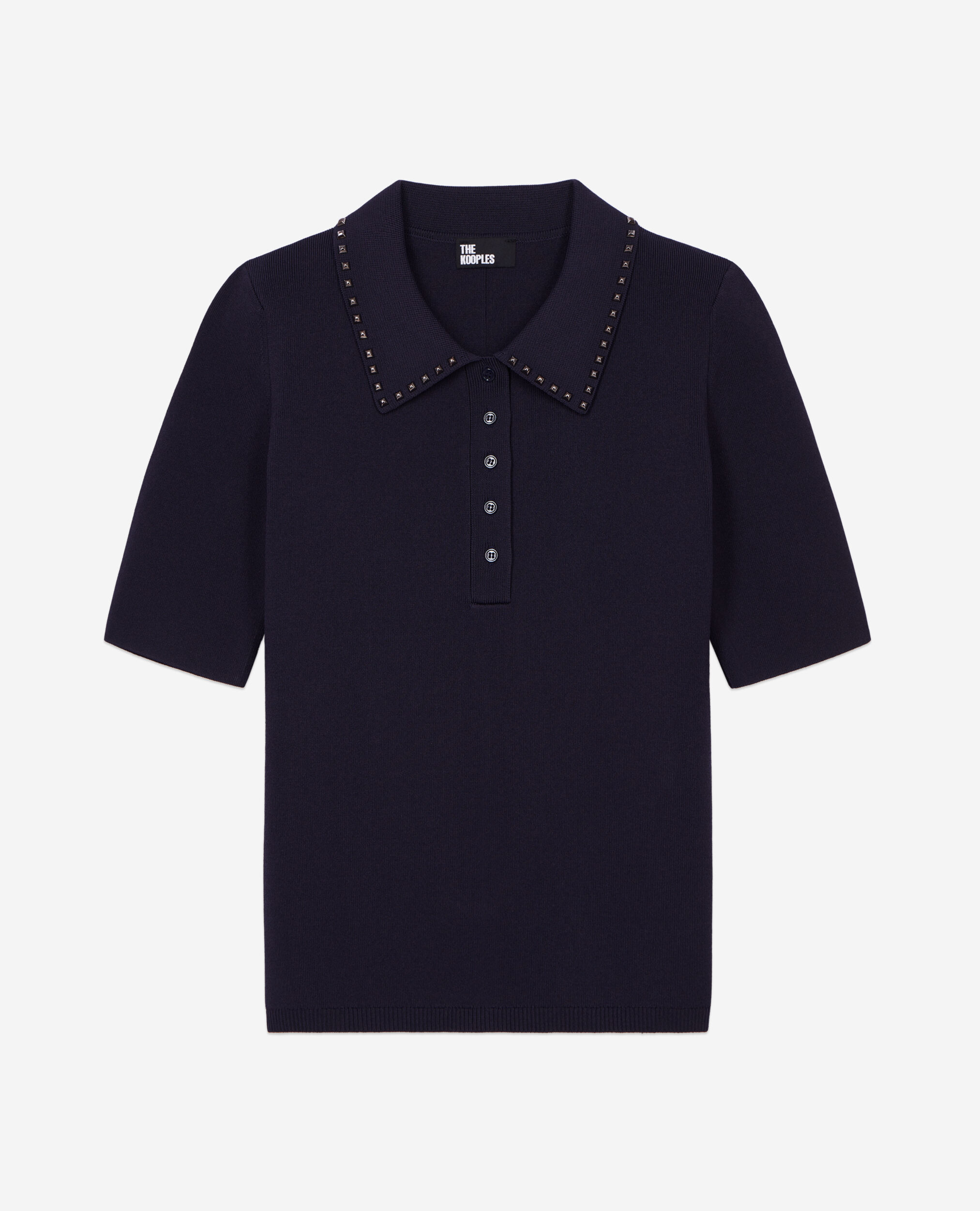 Navy blue knitted polo t-shirt