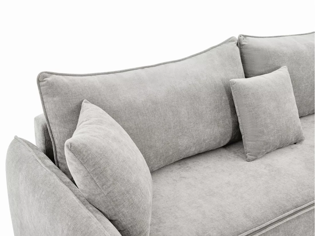 Canapé 3 places convertible en tissu gris avec assise à mémoire de forme TORNOLO