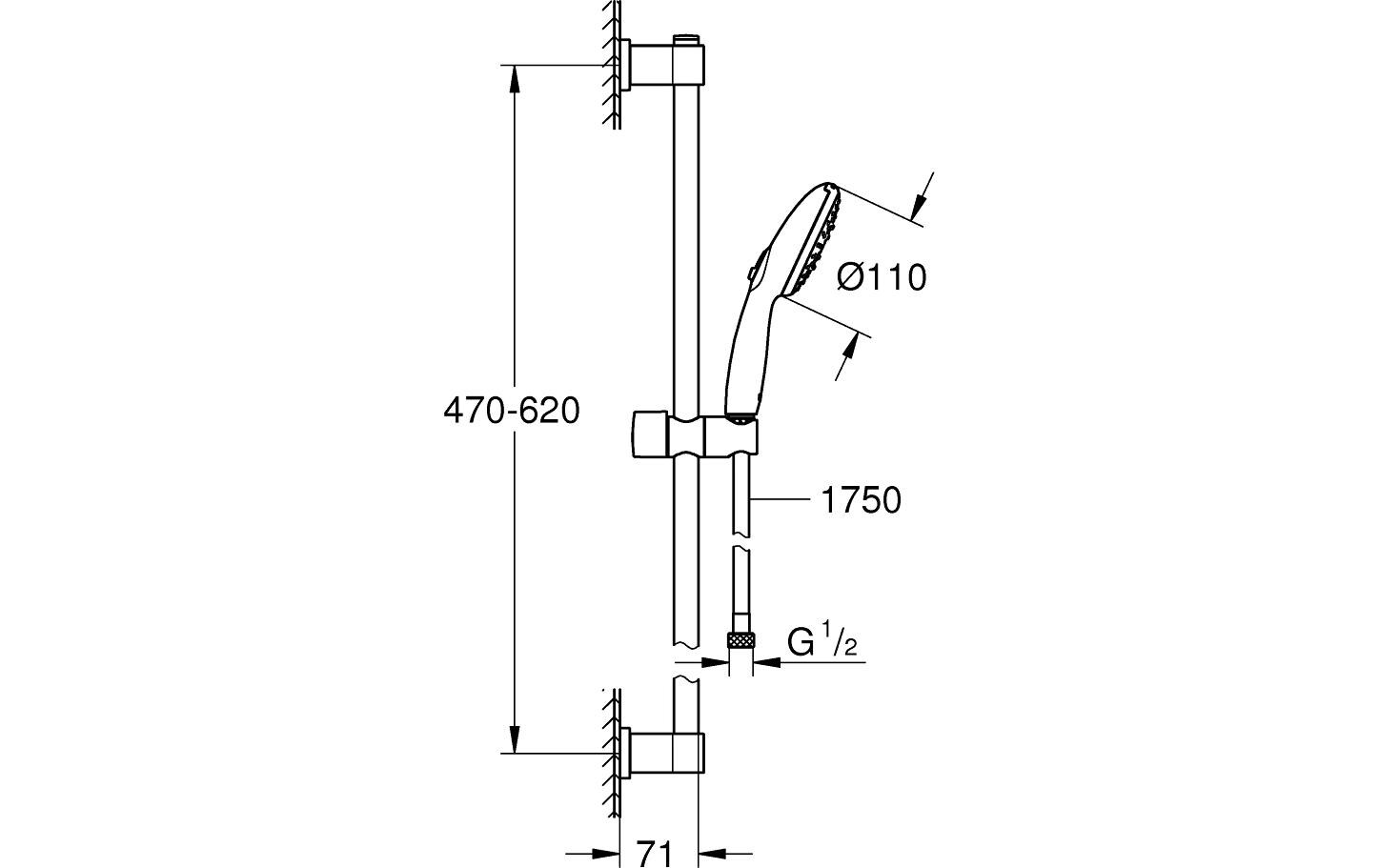 Duschsystem Vitalio Start 110 ChromDuschstangenset