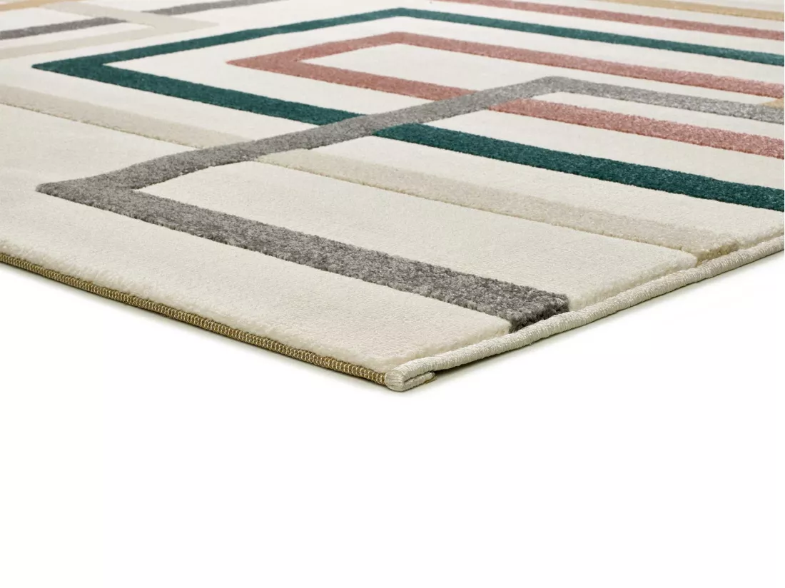 Tapis intérieur - géometrique avec relief - multicolore - 133 x 190 cm - KARISMA