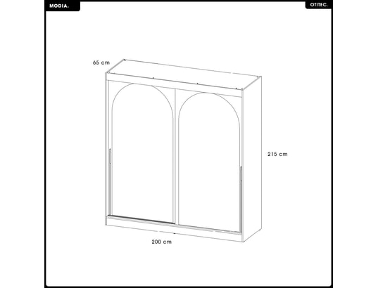 OTITEC - Armoire coulissante - l.200 x h.215 x p.65 - modia - noir