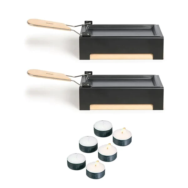 Kit 2 raclettes à la bougie MEN395 et 6 bougies chauffe-plat