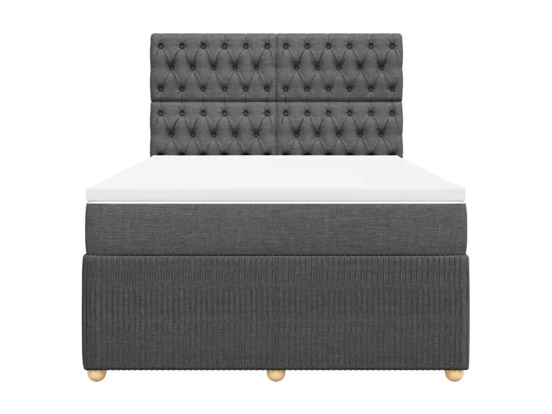 Sommier à lattes de lit avec matelas Gris foncé 140x190cm Tissu