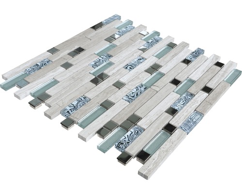 Natuursteenmozaïek (steen/staal/hout) 30 x 29,8 cm 8 mm