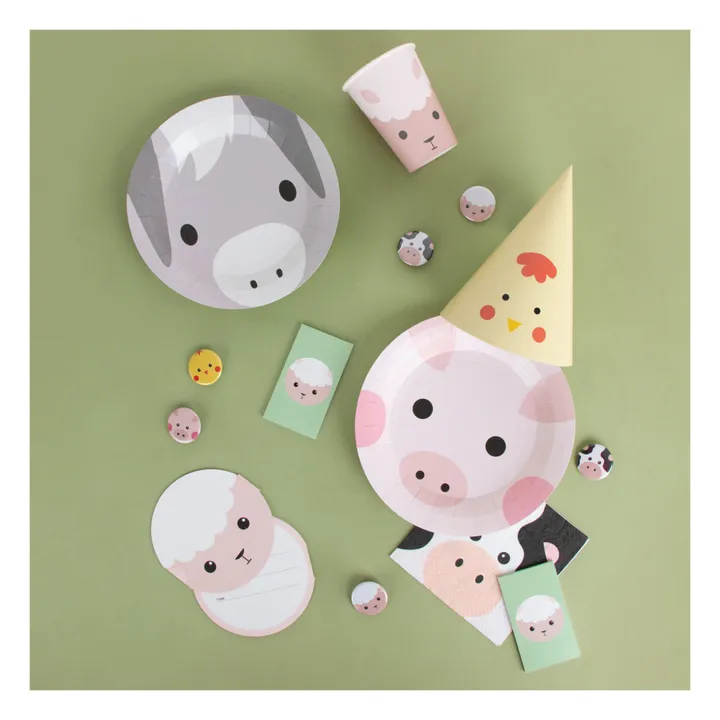 My Little Day Gobelets en carton Mini ferme - Lot de 8
