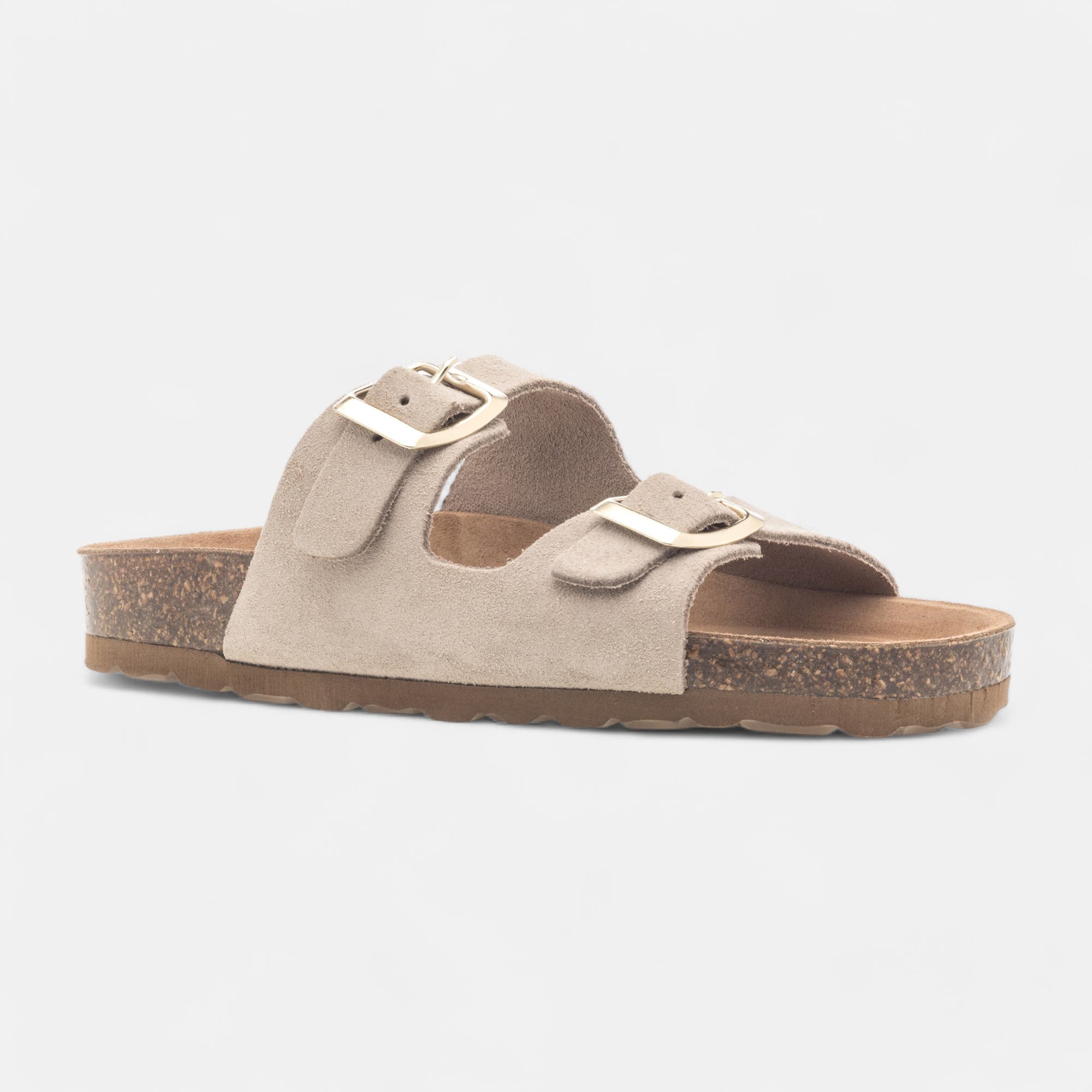 Mules semelle liège Fille en cuir beige