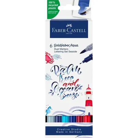 Faber-Castell Gofa Aqua Dual Marker Lettering Set Sea 6er Etui