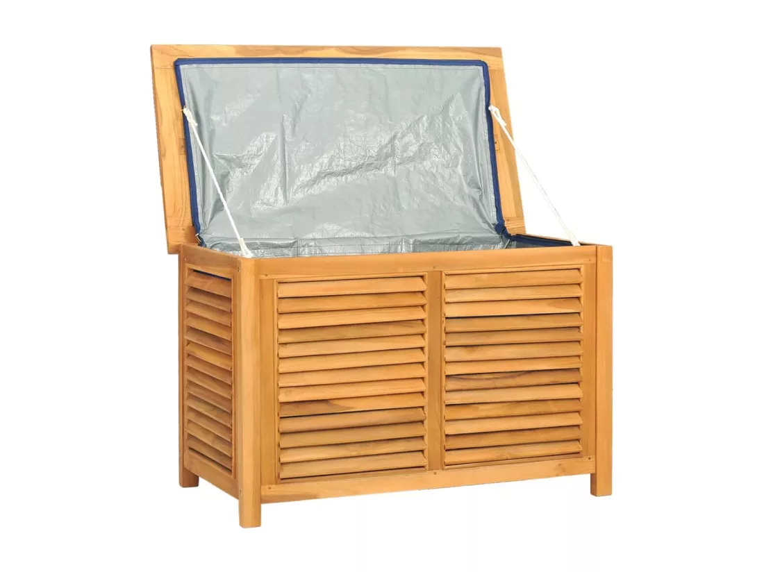 Boîte de rangement de jardin et sac 90x50x58cm bois massif teck