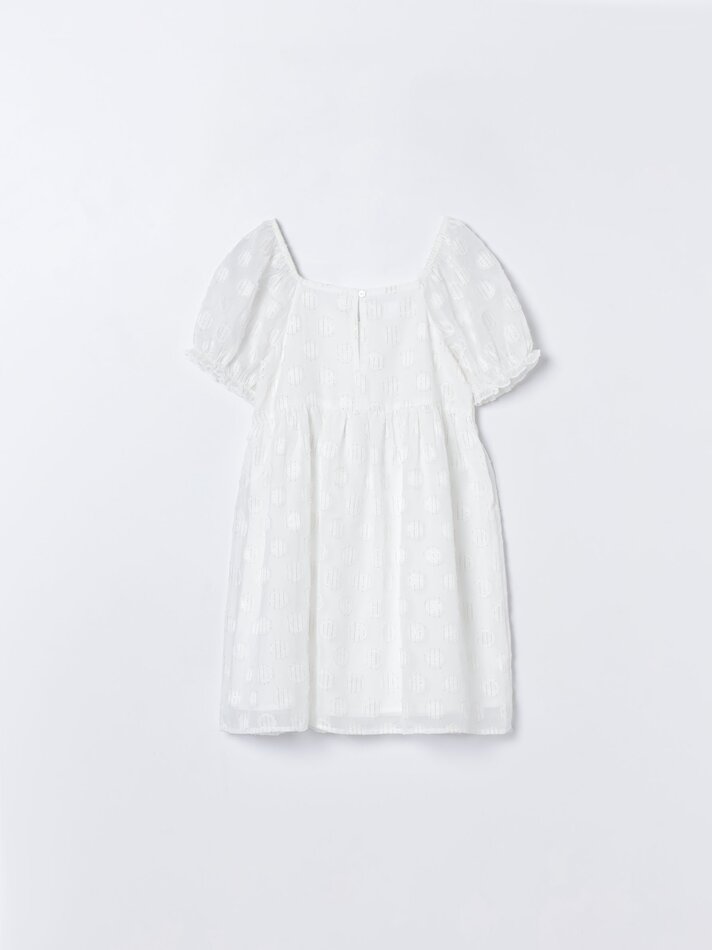 Vestido com laço - Branco-creme