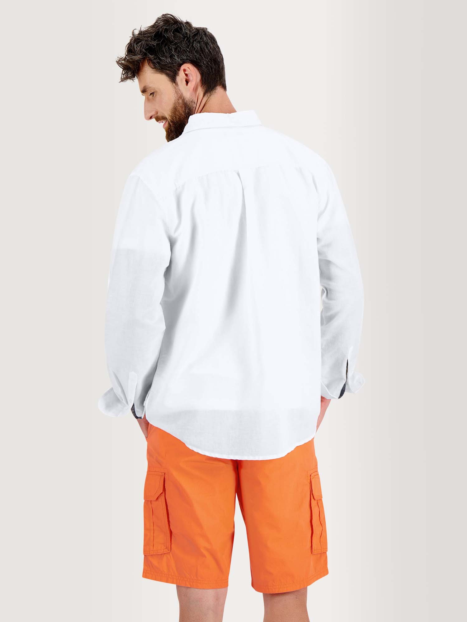 Chemise Homme Manches Longues Lin\/Coton Blanc