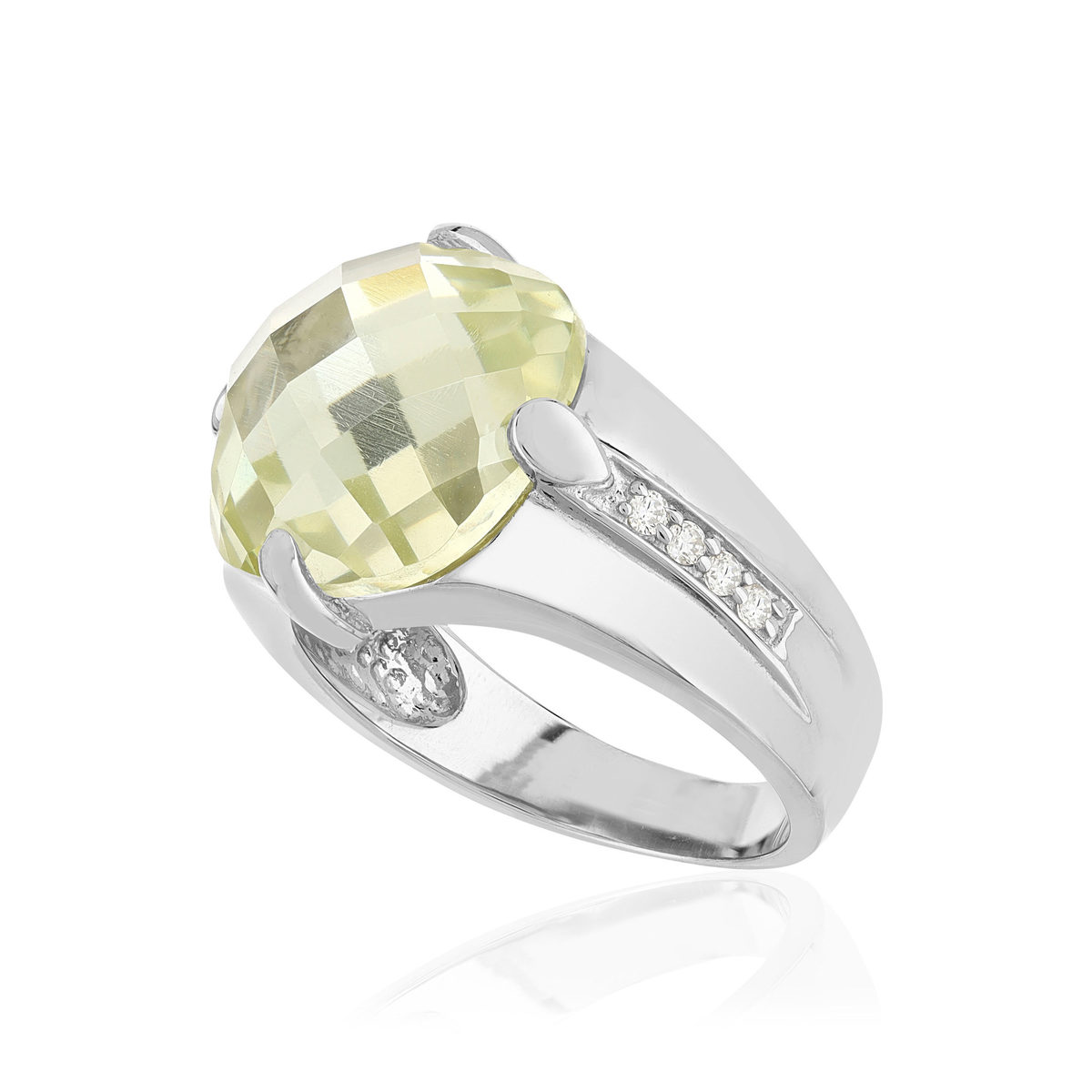 Bague argent 925 zirconias vert clair et blanc