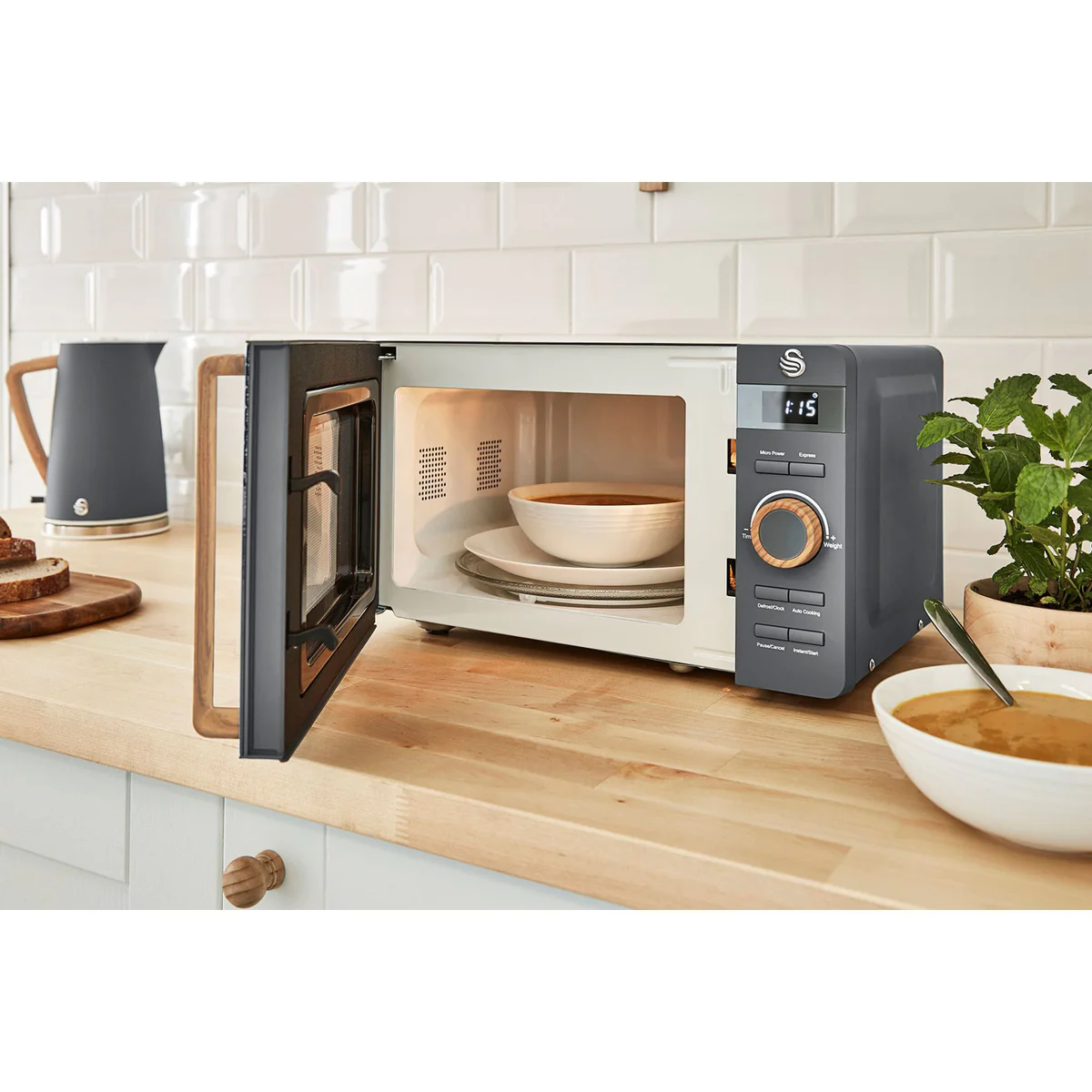 Micro-ondes Digital 20L Design Moderne Nordic 800 Gris SM22036GRYNEU