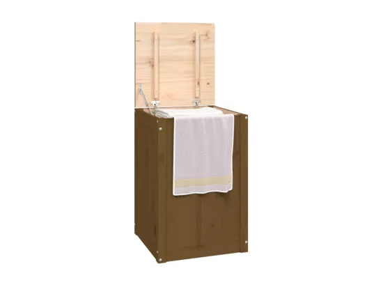 Boîte à linge Marron miel 44x44x66 cm Bois massif de pin