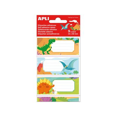 Apli Dinosaures - 9 Étiquettes scolaires - 36 x 81 mm