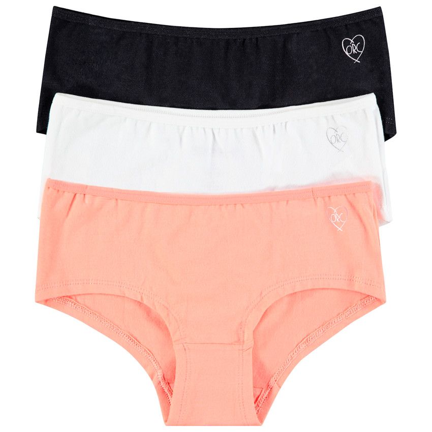 Lot de 3 shorties en coton unis - Blanc