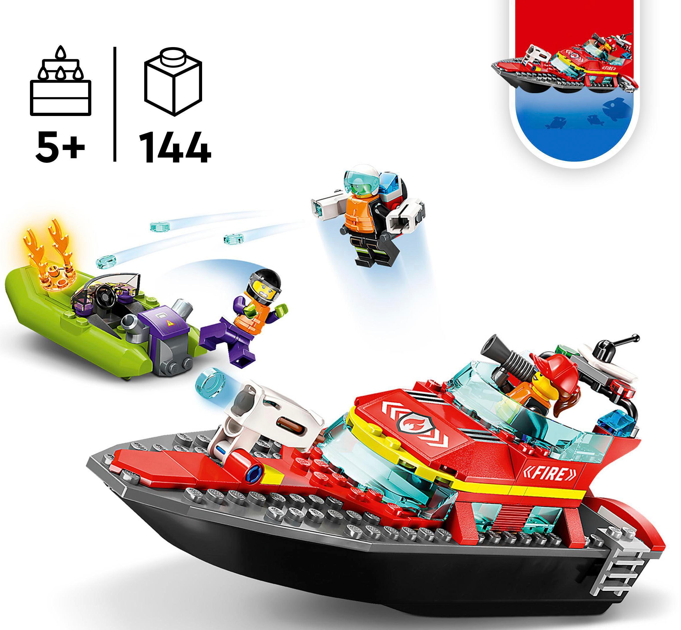 LEGO® Konstruktionsspielsteine »Feuerwehrboot (60373), LEGO® City« Made in Europe