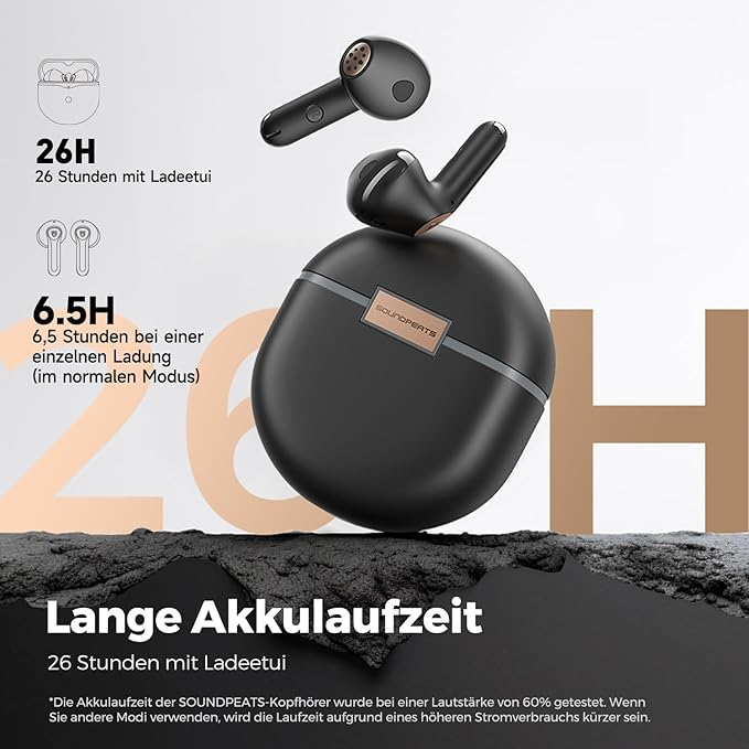 Air 4 True Wireless Bluetooth 5.3 In-Ear Kopfhörer - 6 Mikrofone IPX4 mit Ladecase (B0DF76ZJNS) - Schwarz