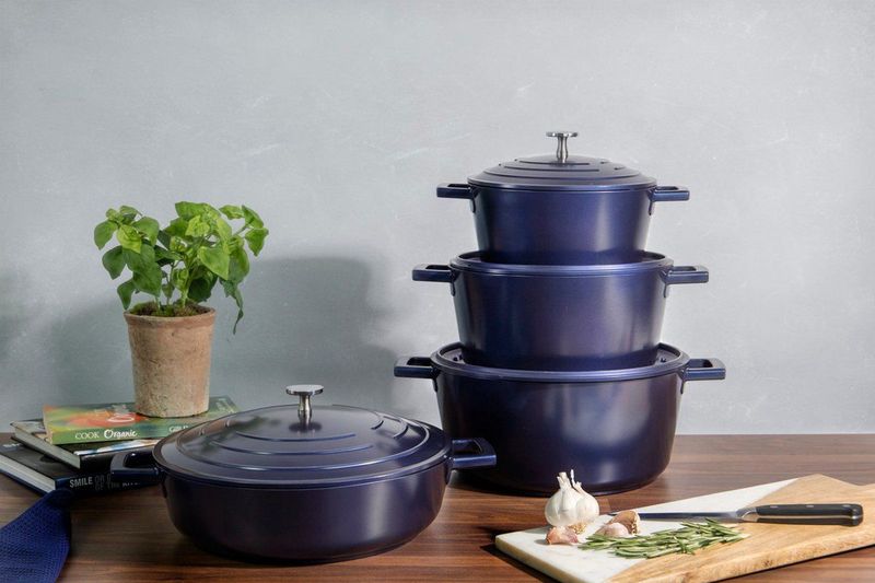 MasterClass Braadpan Blauw ø 24 cm / 4 Liter - Standaard anti-aanbaklaag