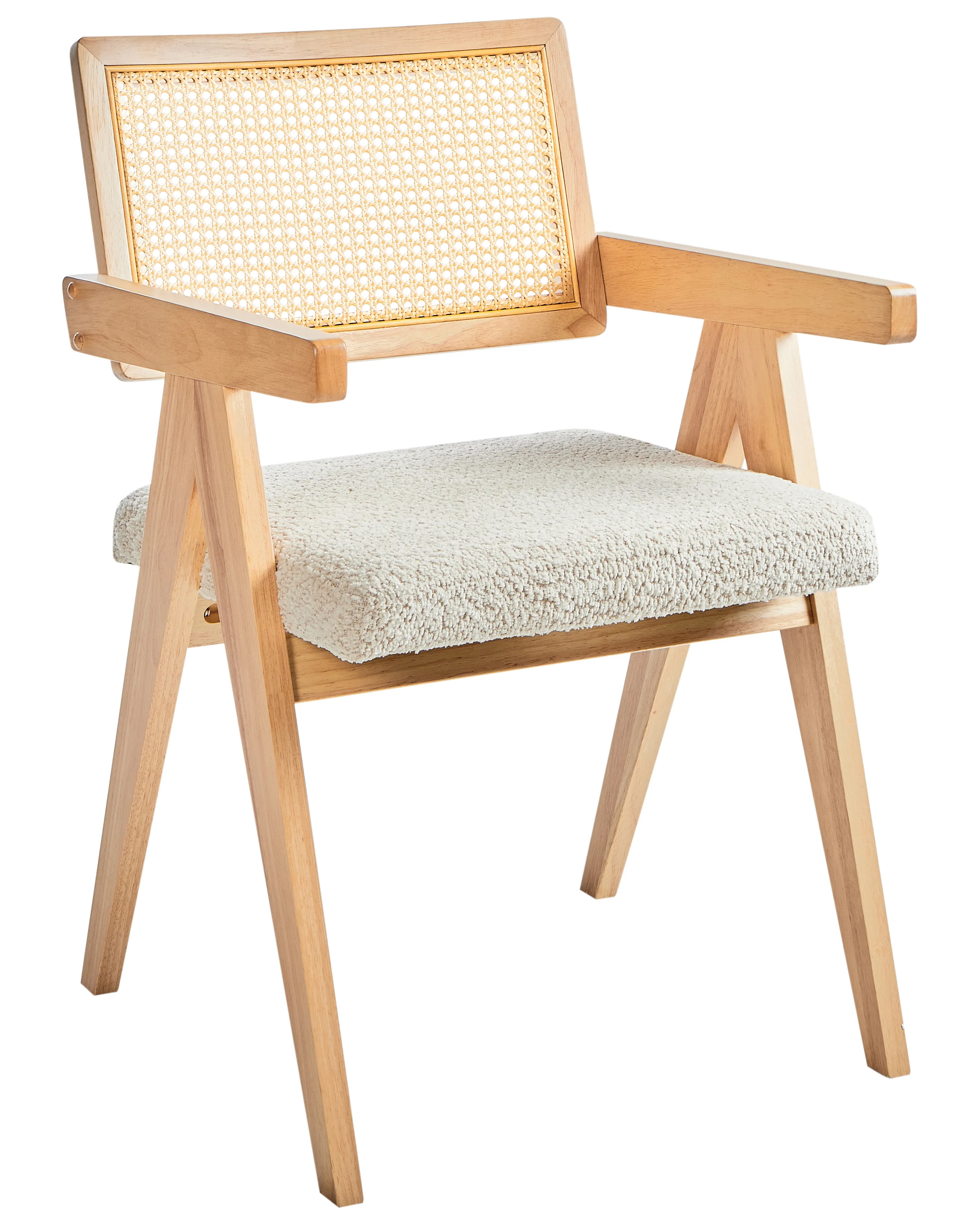 Set van 2 eetkamerstoelen AVA Hout Lichtbruin/beige
