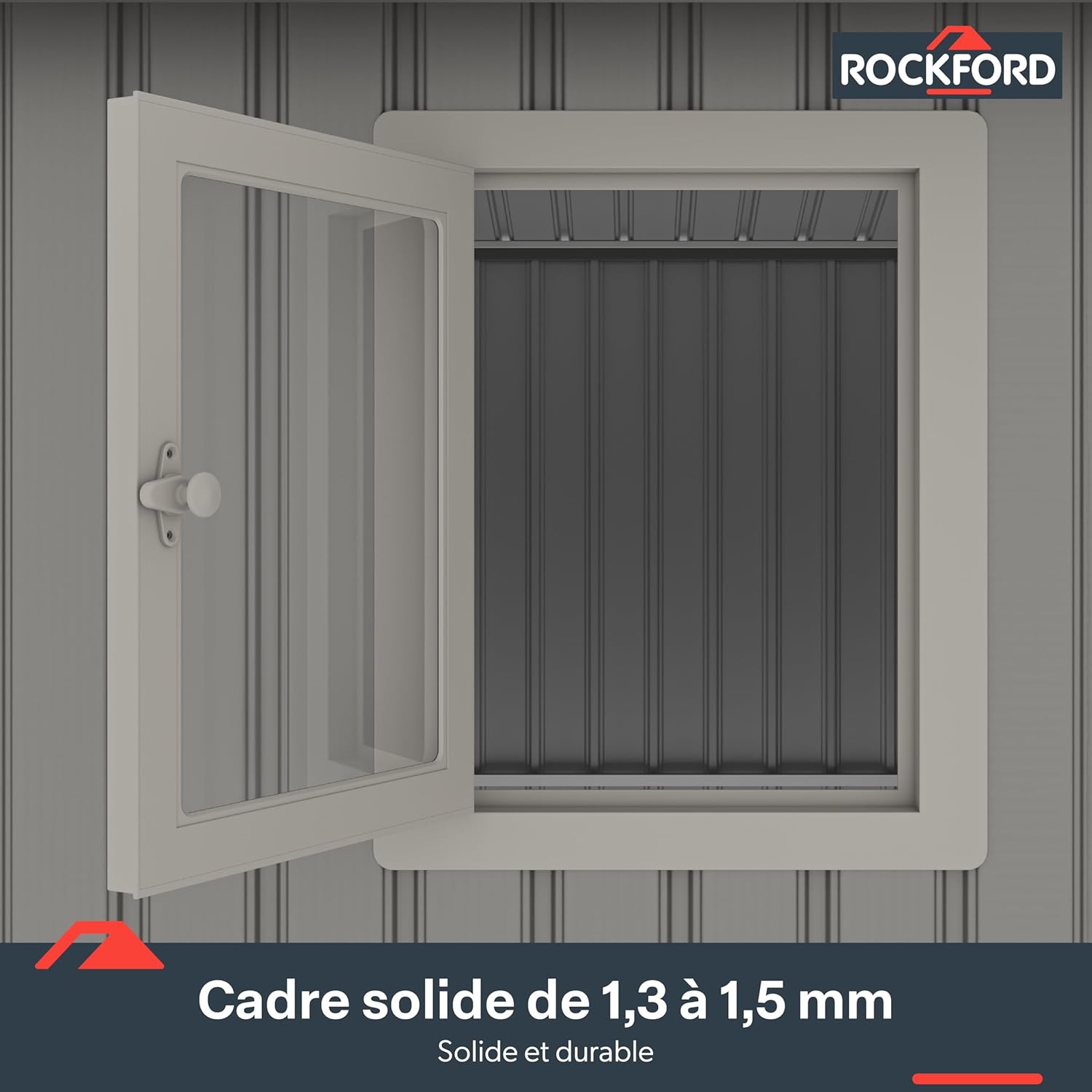 Rockford Lagos 300 Gartenhaus aus Metall, Grau
