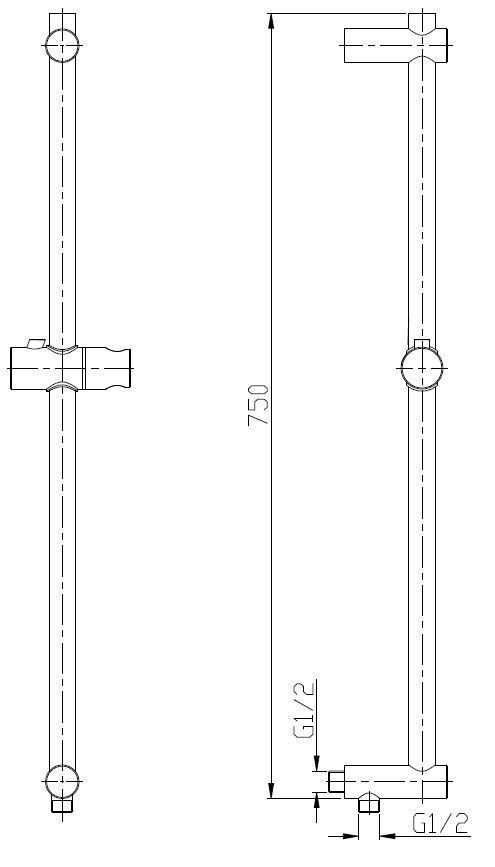 Mueller Round rvs glijstang met wateruitgang 75cm