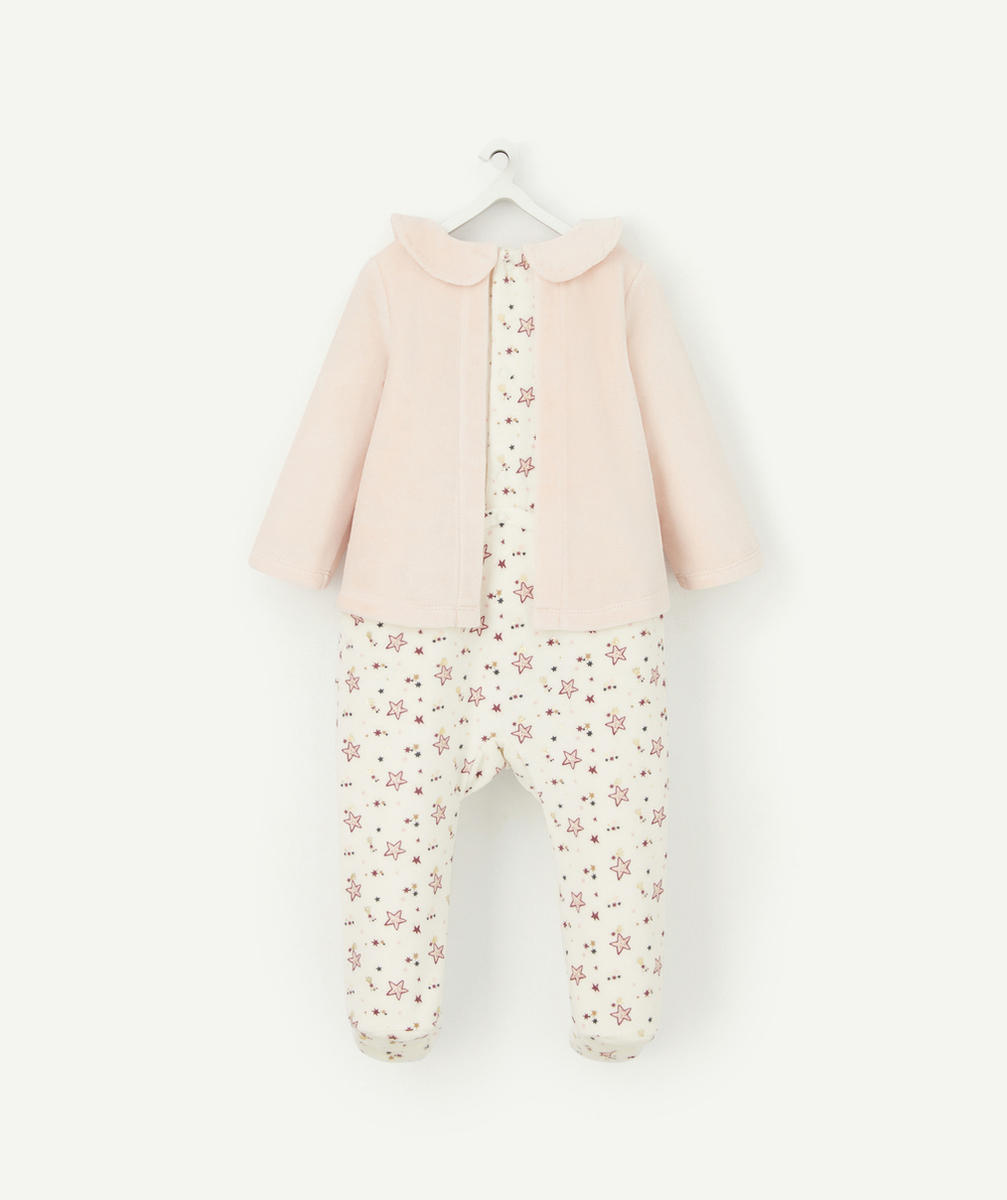 DORS BIEN DE NOËL EN VELOURS ROSE ET EN FIBRES RECYCLÉES IMPRIMÉ