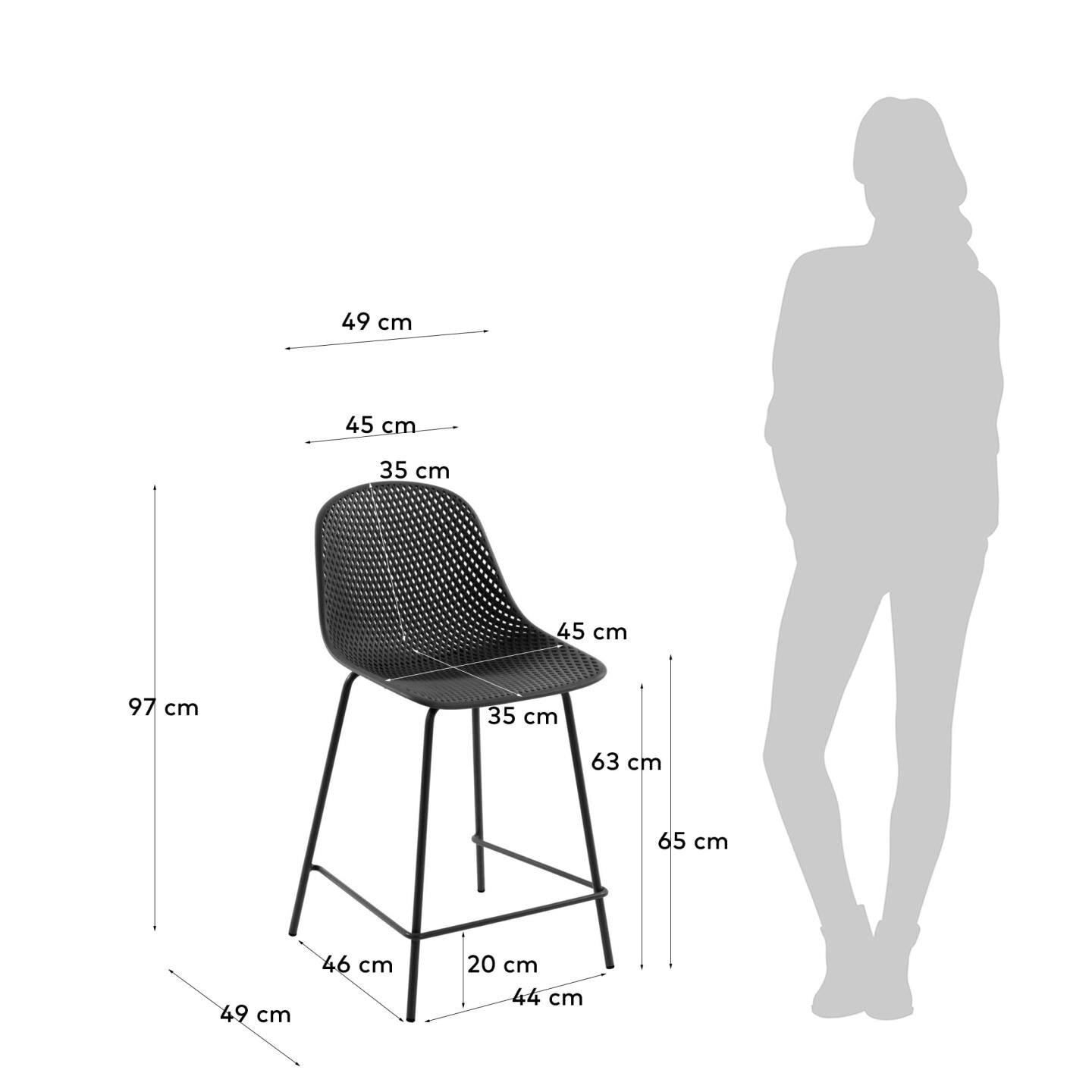 Kave Home Outdoor Barstuhl QUINBY 4er Set 65 cm schwarz