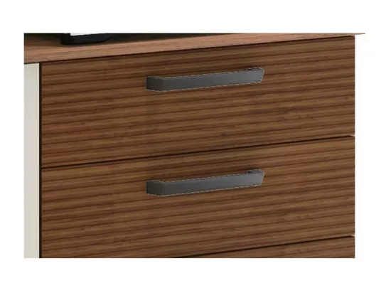 Buffet de Cuisine 6 Portes 2 Tiroirs Noyer et Blanc Ecru L 180.2 H 198 P 38.8 cm