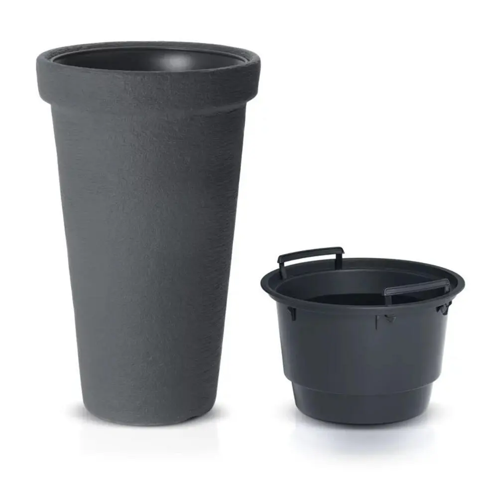 Prosperplast Plantenpot Flower Tower - antraciet - D40 x H60 cm